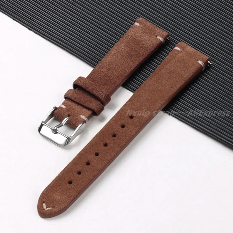 Genuine Leather Suede Watch Band - Sizes S, M & L