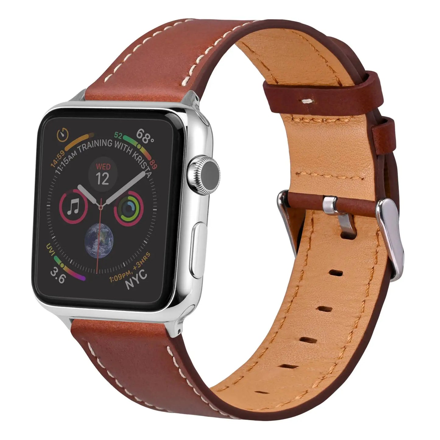 Anbeer Genuine Leather Watch Band for Apple Watch  - all Series 8 & 9