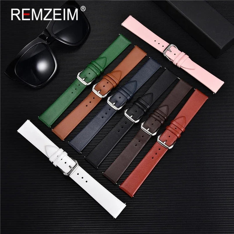 Ultra-thin Genuine Leather Watch Strap in Various Colours - Sizes S, M & L