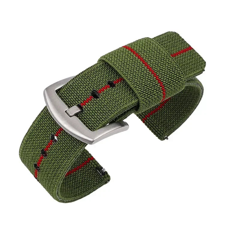 Woven Nylon Two Piece Watch Strap with Pinstripe and Quick Release - Sizes M & L