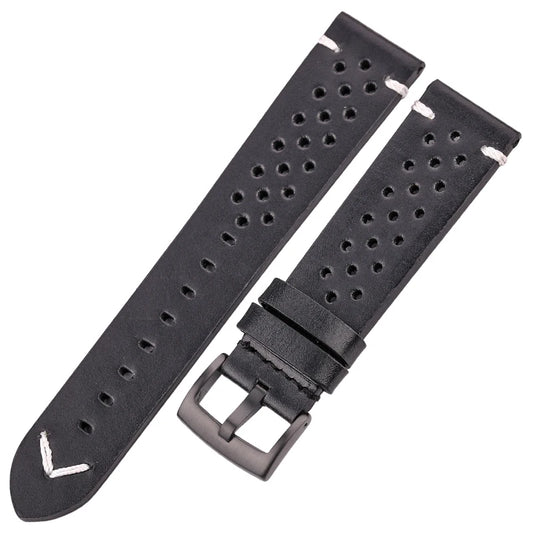 Handmade Oil Wax Cowhide Breathable Watch Strap - Sizes M & L