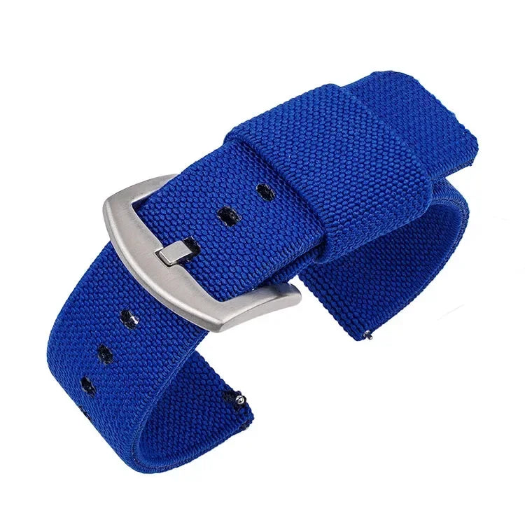 Woven Nylon Two Piece Watch Strap with Pinstripe and Quick Release - Sizes M & L