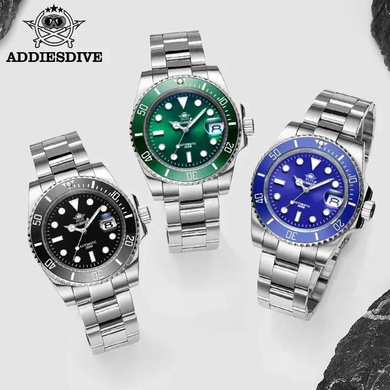 Addiesdive Stainless Steel Automatic Dive Watch with Sapphire Crystal and 200m WR