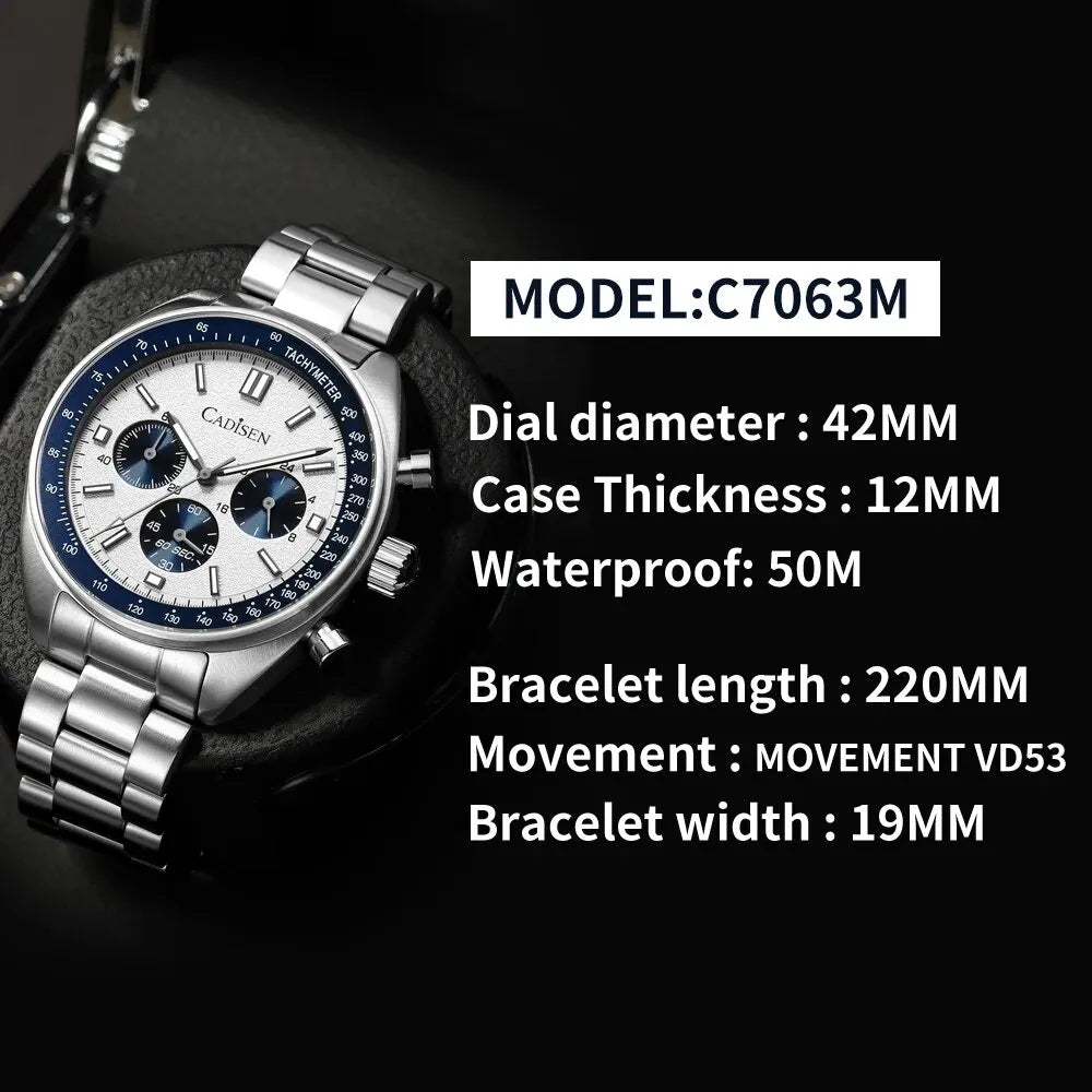 Cadisen C7063M - Quartz Stainless Steel Chronograph