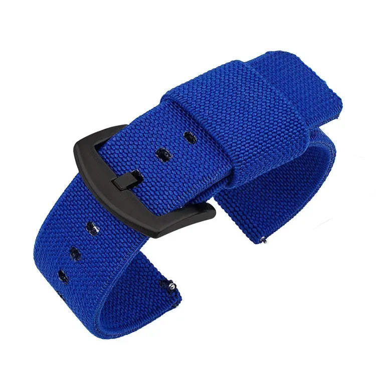 Woven Nylon Two Piece Watch Strap with Pinstripe and Quick Release - Sizes M & L