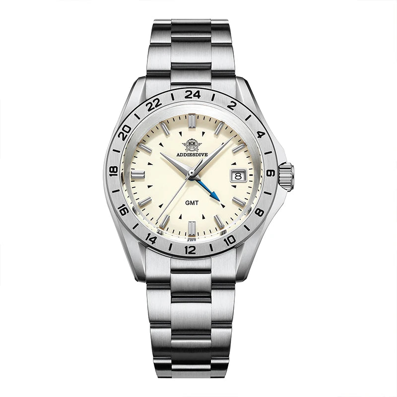 Addiesdive AD2063 - Quartz GMT Stainless Steel Watch With Sapphire Crystal and 200m WR