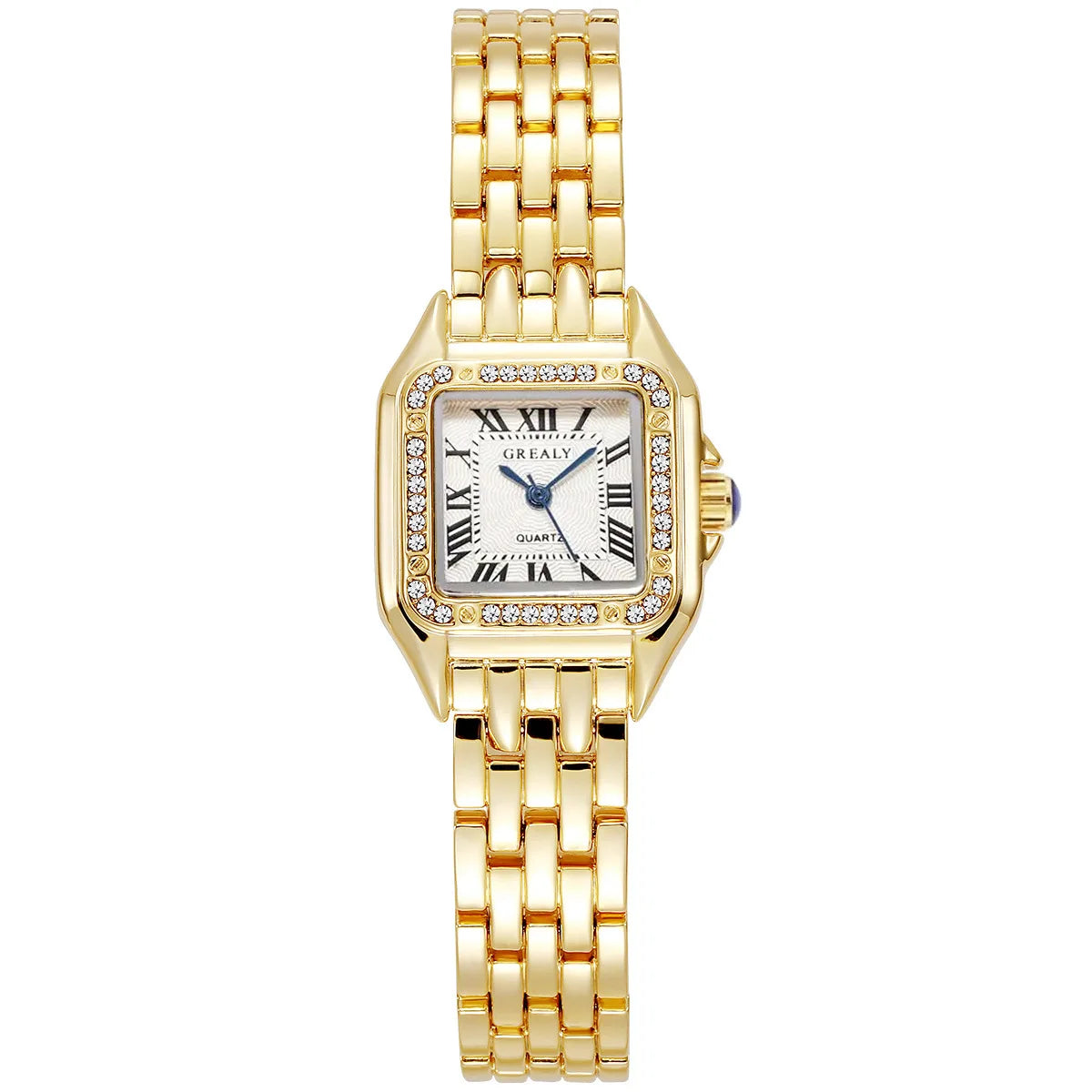 Square Ladies Fashionable Dress Watch With Silver/Gold tone Case & Bracelet