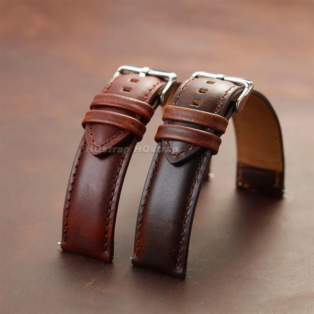 Classic Handmade Leather Strap With Quick Release - Sizes M & L