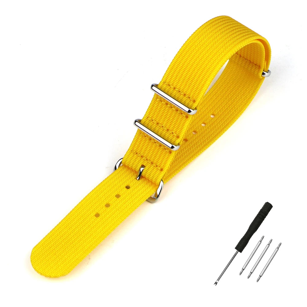 High Quality Ribbed NATO Style Watch Strap with Stainless Steel Hardware - Sizes M & L