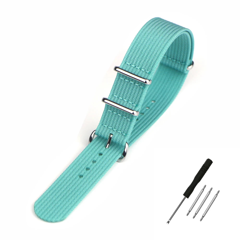 High Quality Ribbed NATO Style Watch Strap with Stainless Steel Hardware - Sizes M & L