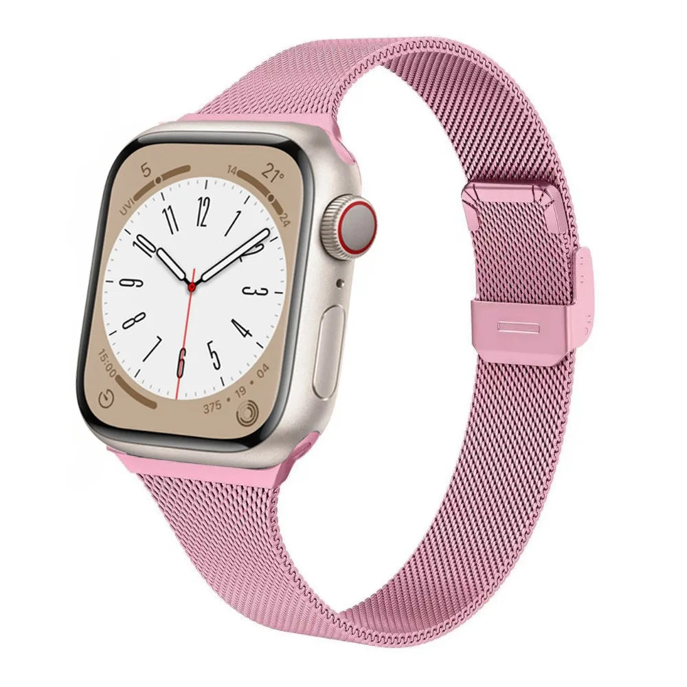 Slim Milanese Strap for Apple Watch 44mm 40mm 45mm 41mm 46mm 42mm 38 49mm Metal Bracelet iWatch Series 10 Ultra 9 8 7 6 5 4 3 SE band