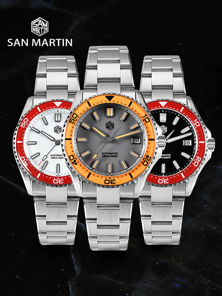 San Martin SN0129-G-D - Enamel Dial 39mm Dive Watch with Seiko NH35 Automatic Movement