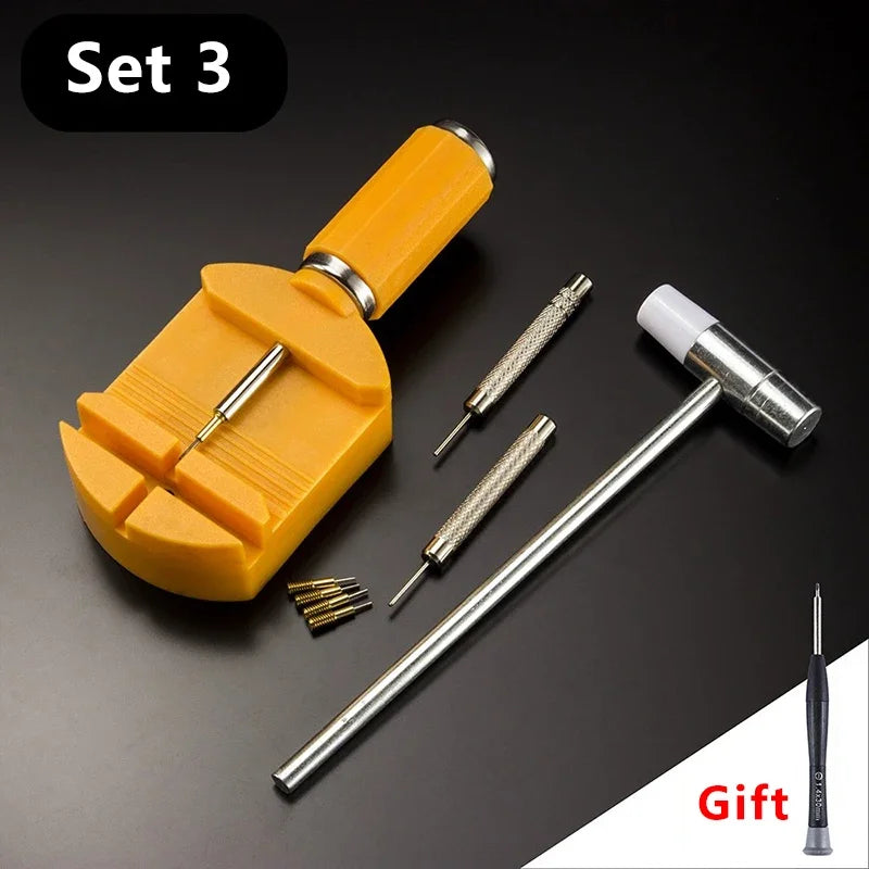 Tool Set for adjusting and repairing watch bracelets and straps