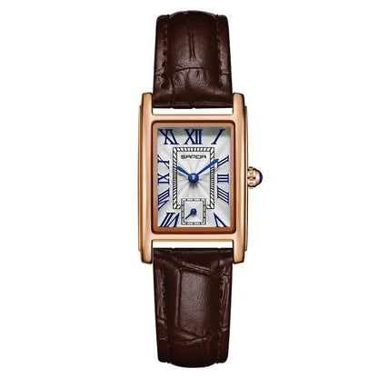 SANDA 1116 Fashion Watch Rose Gold Brown Strap