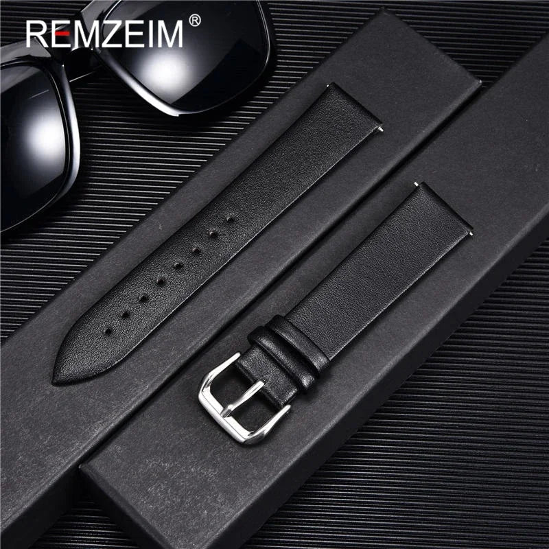 Ultra-thin Genuine Leather Watch Strap in Various Colours - Sizes S, M & L