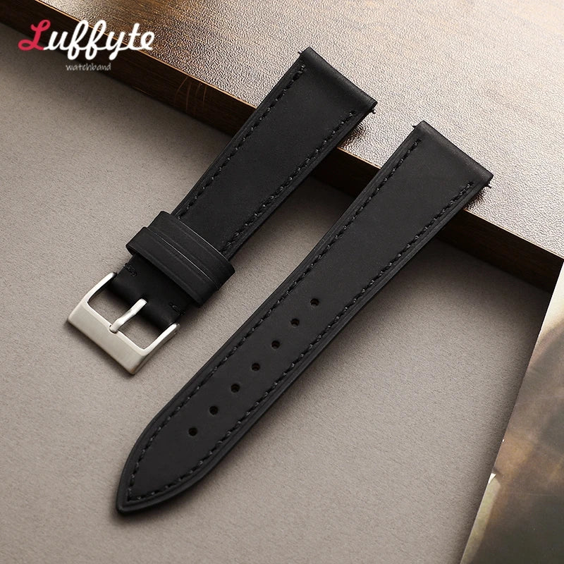 Vintage style leather watch straps with quick release - Sizes M & L