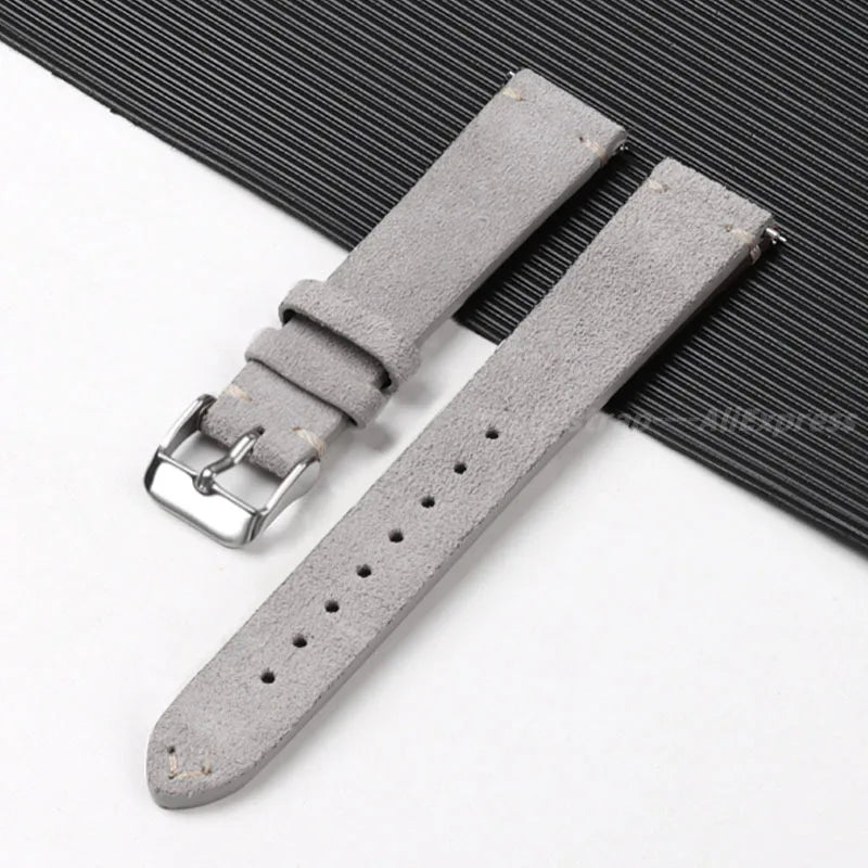 Genuine Leather Suede Watch Band - Sizes S, M & L