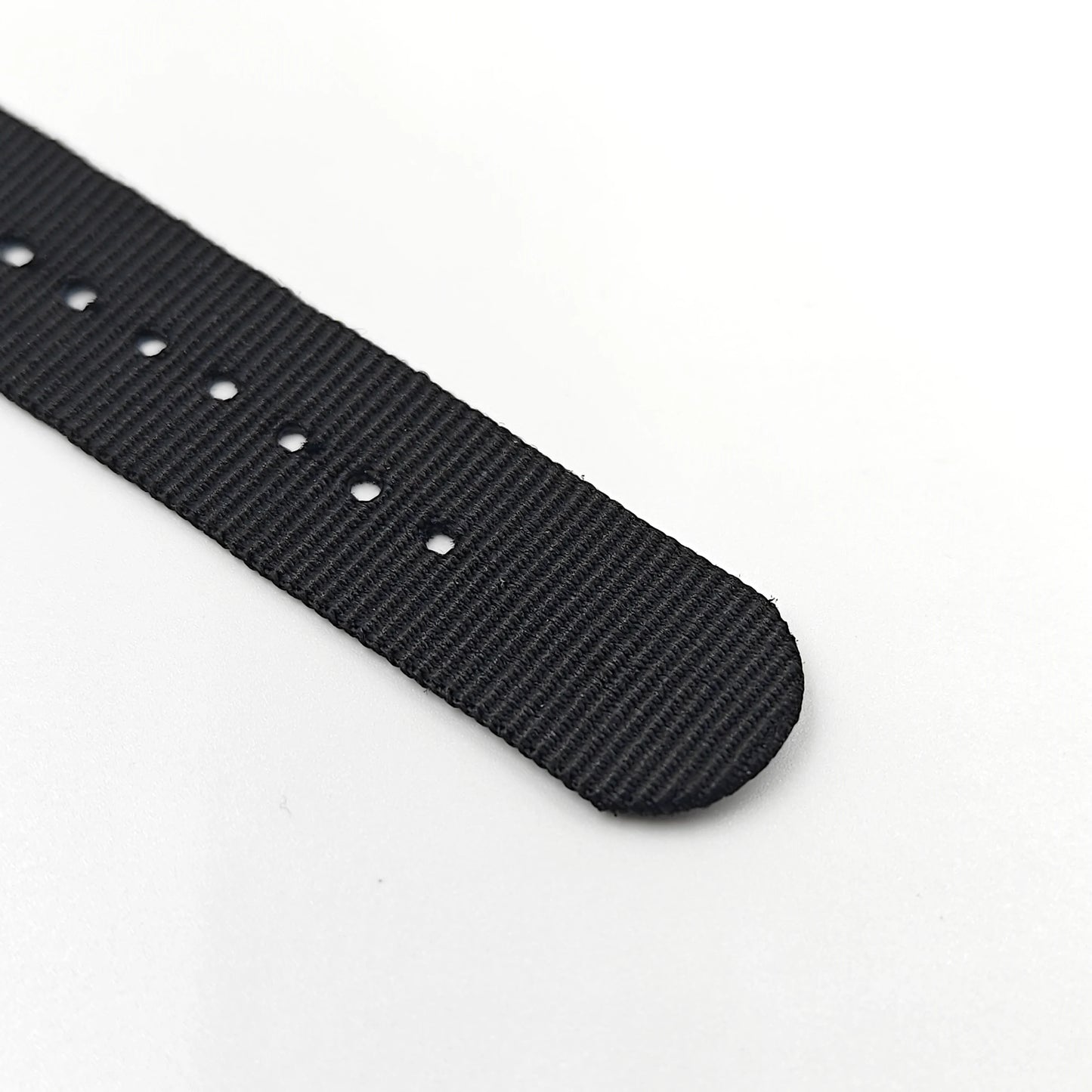 Nylon woven canvas NATO watch strap with rounded steel hardware - Sizes M & L