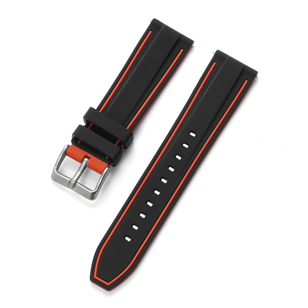 Silicone Rubber Sports Watch Strap With Quick Release - Sizes M & L