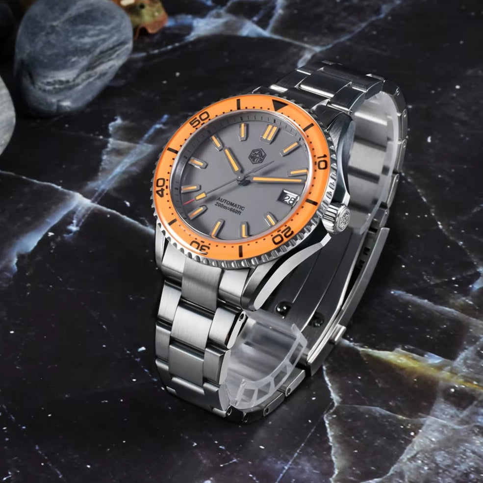 San Martin SN0129 Dive Watch Orange Display