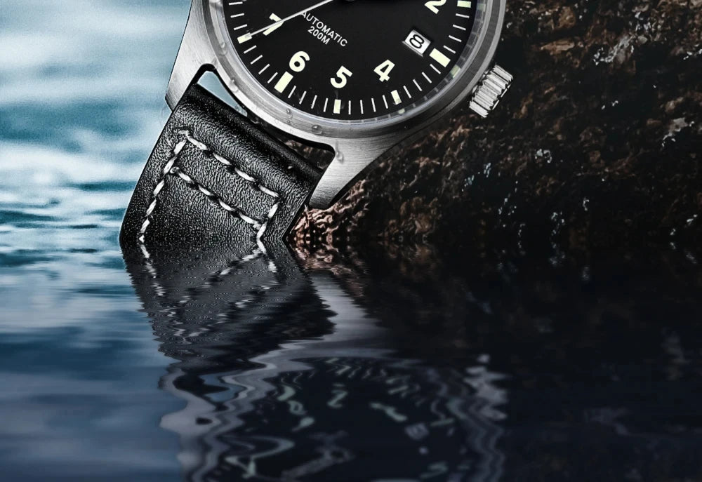 Addiesdive MY-H2 - Classic Stainless Steel Automatic Pilot's Watch With Sapphire Crystal and Seiko NH35 & 200m WR