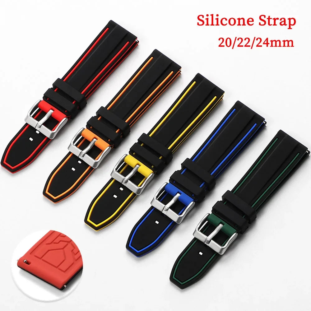 Silicone Rubber Sports Watch Strap With Quick Release - Sizes M & L