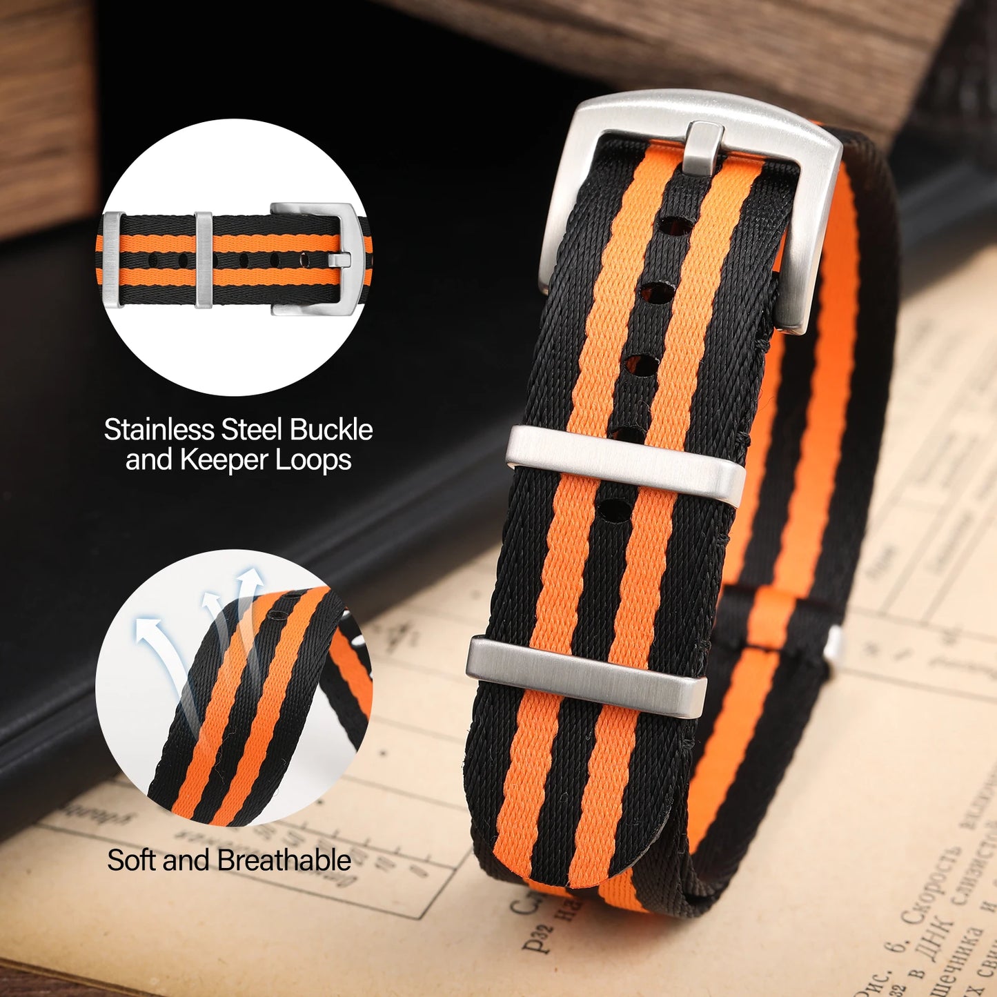 Universal Nylon NATO Style Watch Straps - Sizes M & L