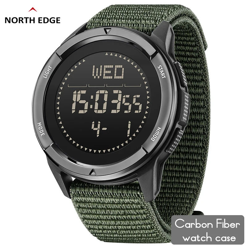 North Edge Digital Carbon fiber Watch With Compass, Step Counter, & Fitness Tracking