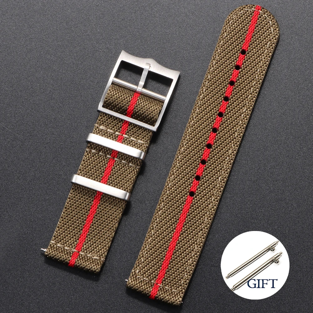 Two piece woven nylon strap with choice of buckle styles and quick release system - Sizes M & L