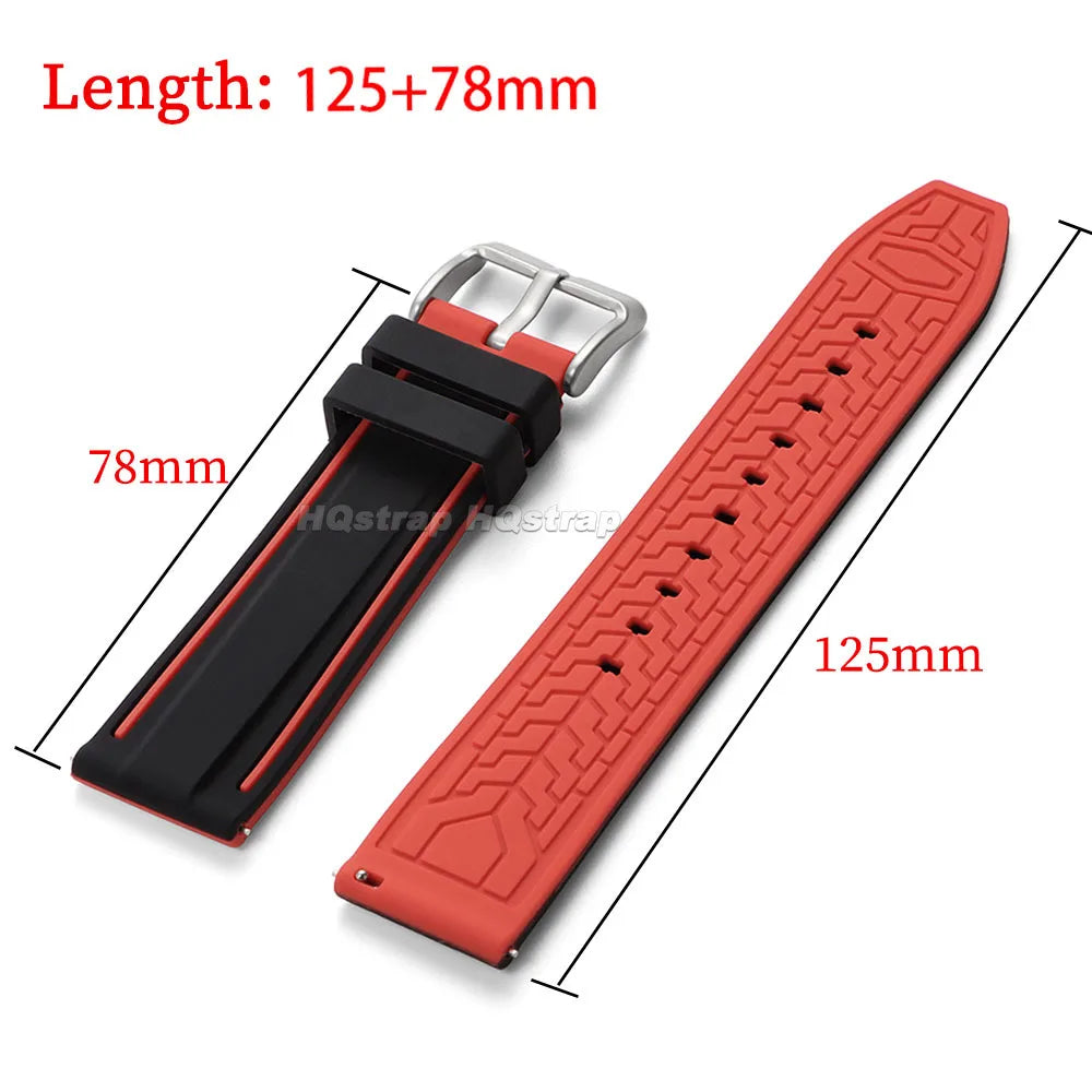 Silicone Rubber Sports Watch Strap With Quick Release - Sizes M & L