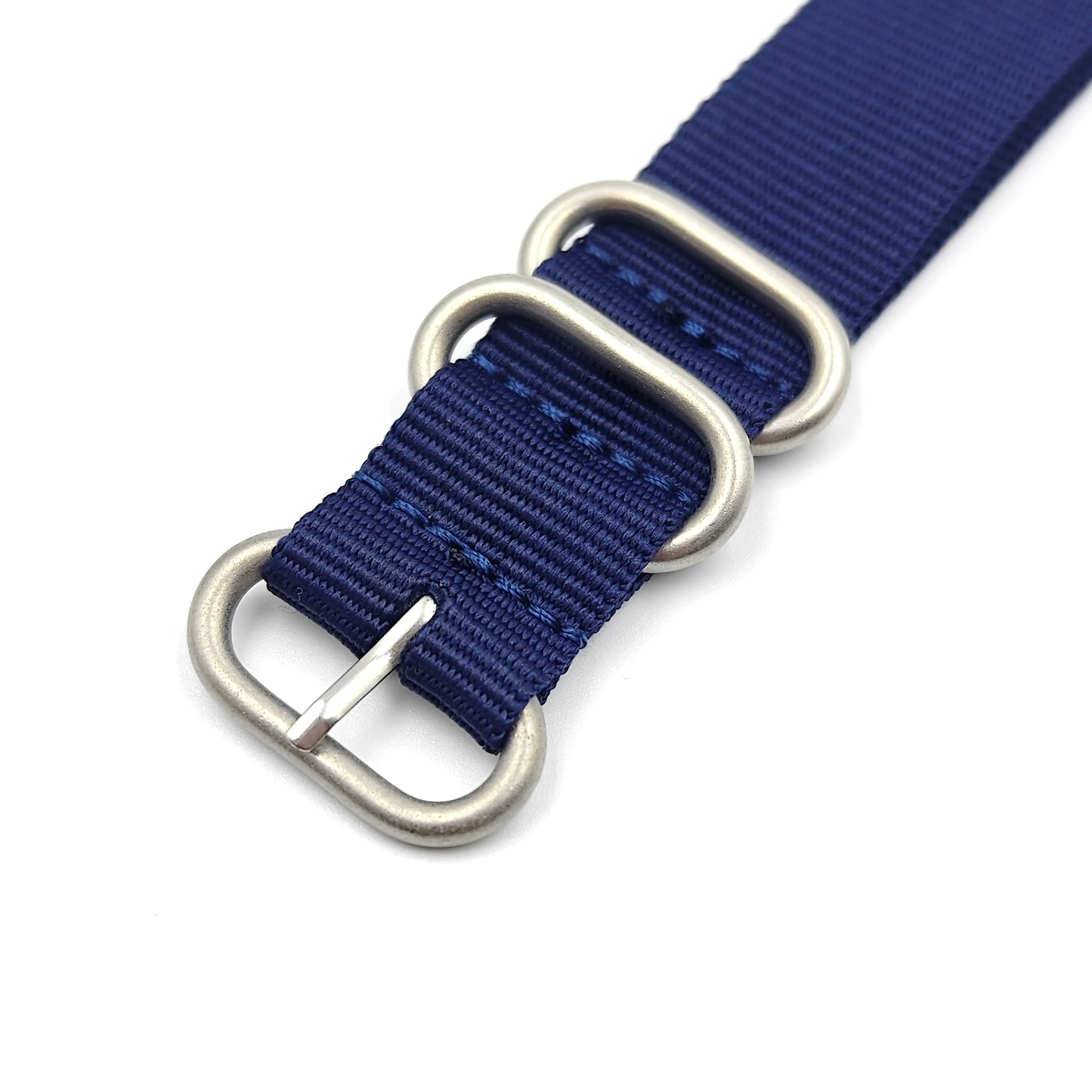 Nylon woven canvas NATO watch strap with rounded steel hardware - Sizes M & L