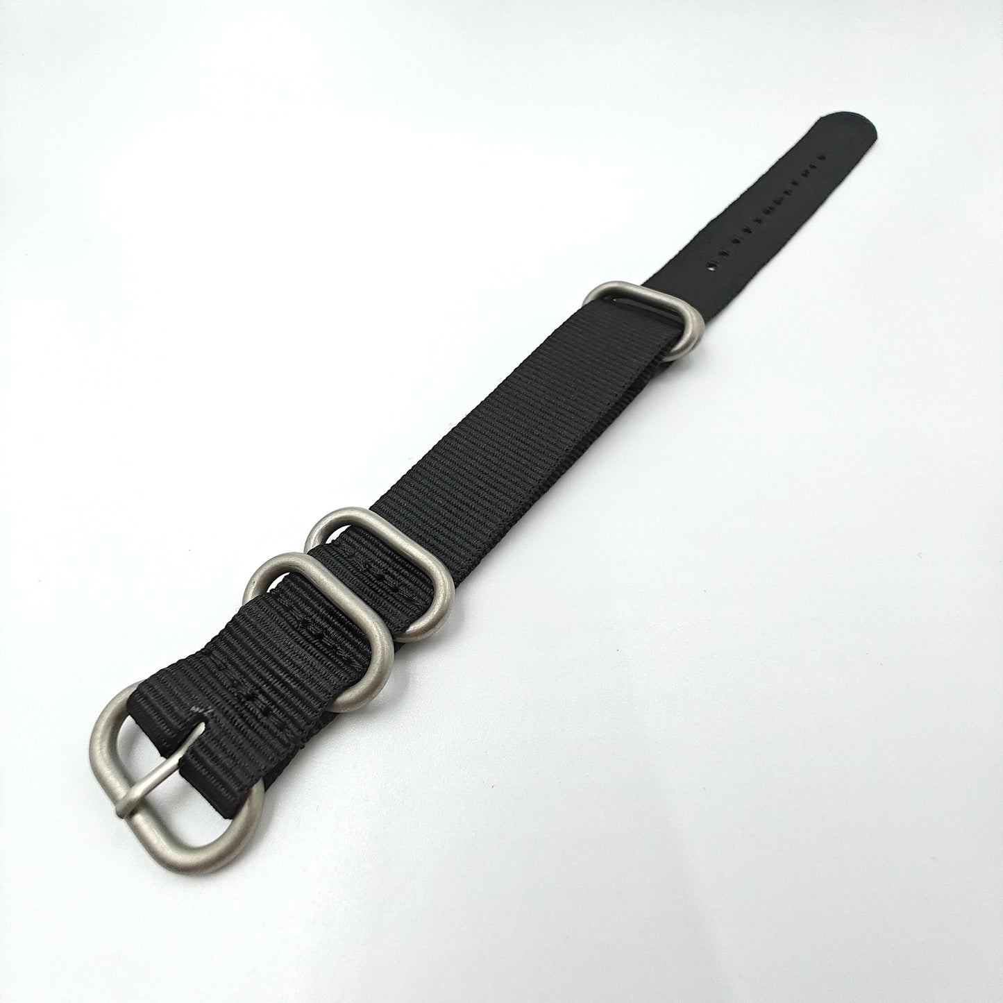 Nylon woven canvas NATO watch strap with rounded steel hardware - Sizes M & L