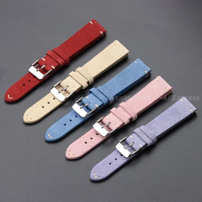 Genuine Leather Suede Watch Band - Sizes S, M & L