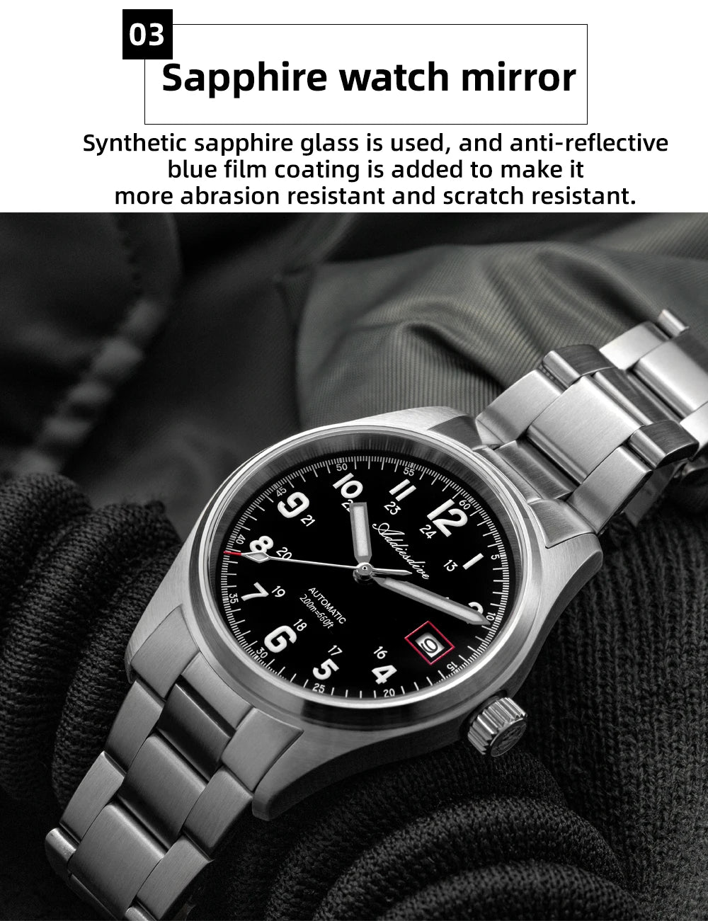 Addiesdive AD2070 - Automatic Stainless Steel Field Watch