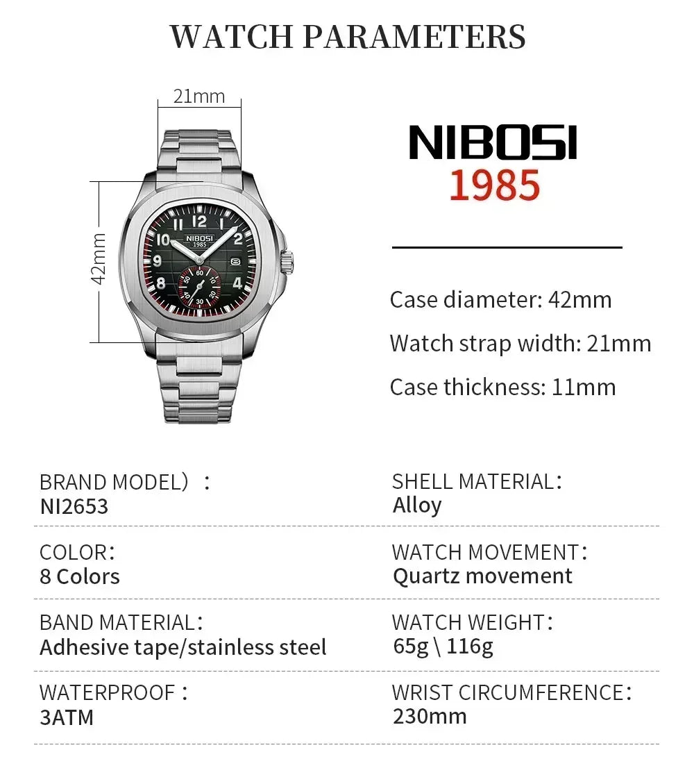 Nibosi 2653 - Quartz Dress Chronograph with Integrated strap