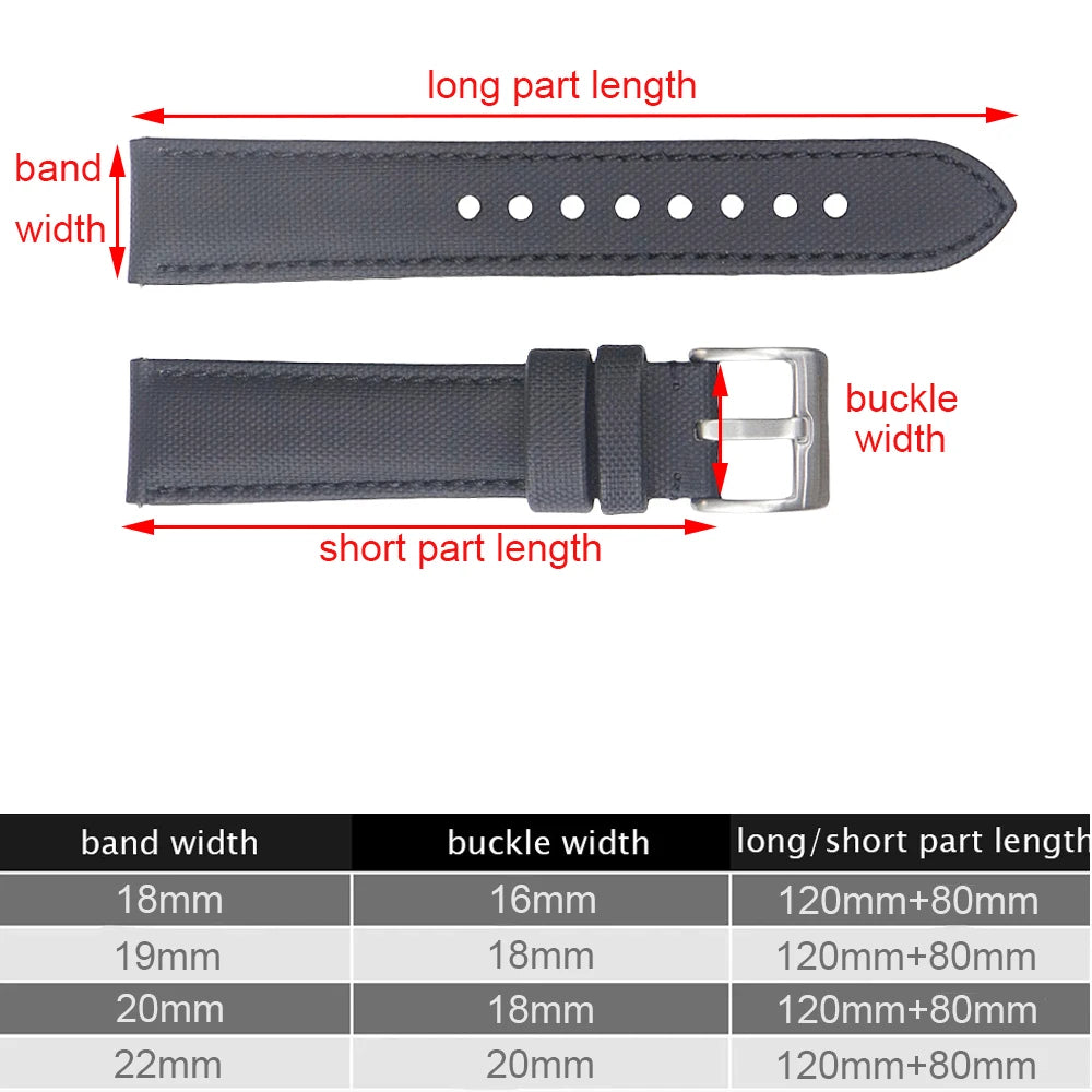 Waterproof Sailcloth Fabric Watch Straps with Quick Release - Sizes M & L