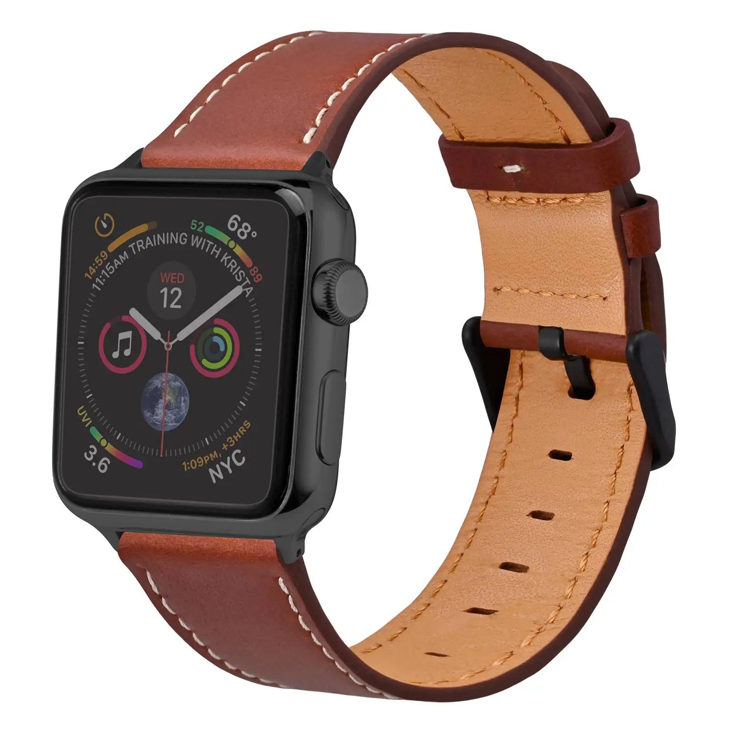 Anbeer Genuine Leather Watch Band for Apple Watch  - all Series 8 & 9