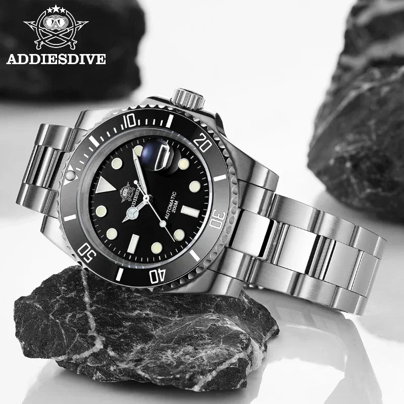 Addiesdive Stainless Steel Automatic Dive Watch with Sapphire Crystal and 200m WR