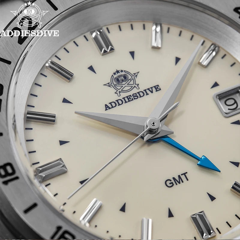 Addiesdive AD2063 - Quartz GMT Stainless Steel Watch With Sapphire Crystal and 200m WR