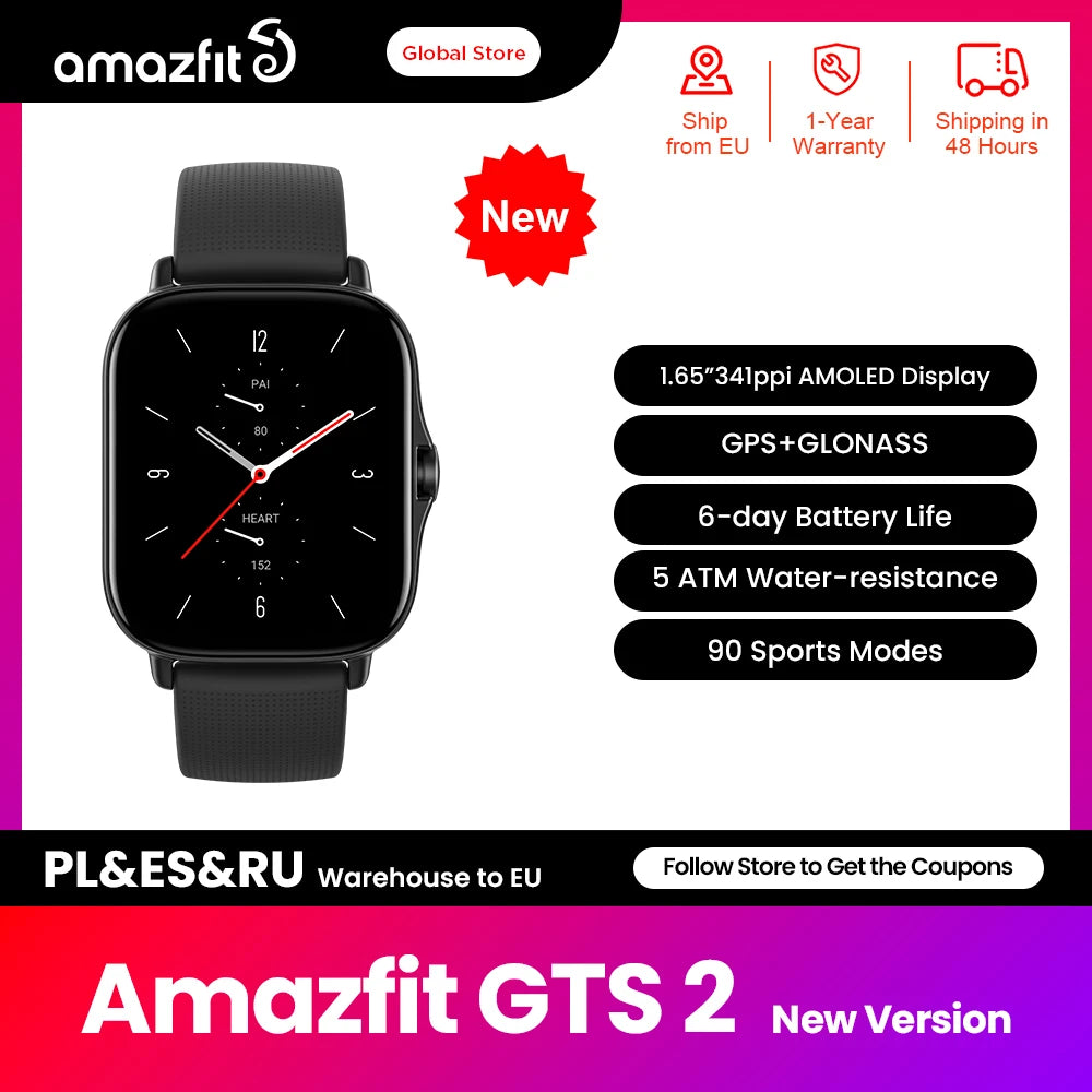 Amazfit GTS 2 - 43mm, AMOLED screen, fitness tracker for Android or iOS