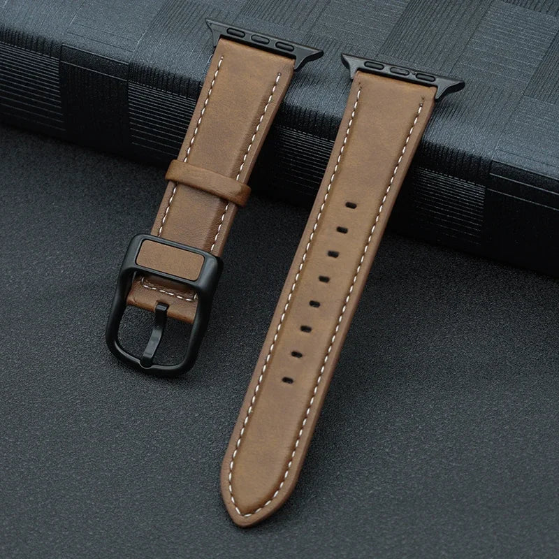 PU Leather strap For Apple Watch 44mm 45mm 41mm 40mm 42mm 46mm Correa Bracelet iWatch Series 4 5 6 SE 7 8 9 10 Ultra/2 49mm