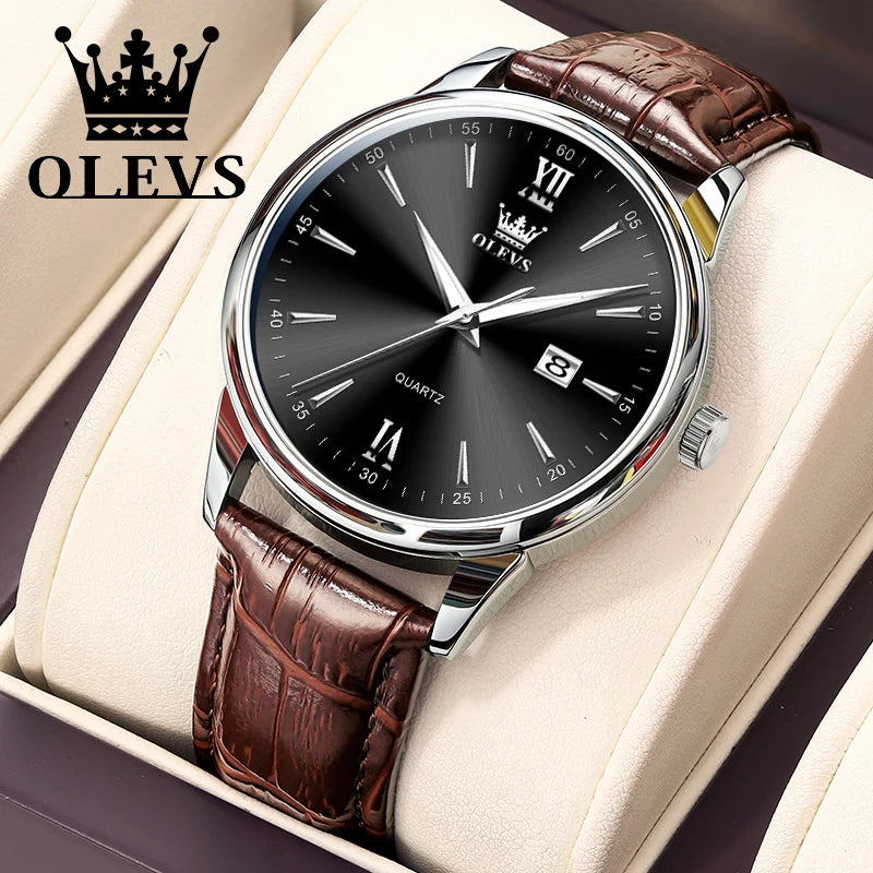 Olevs 5009 - Ultra-thin Business Watch With leather Strap