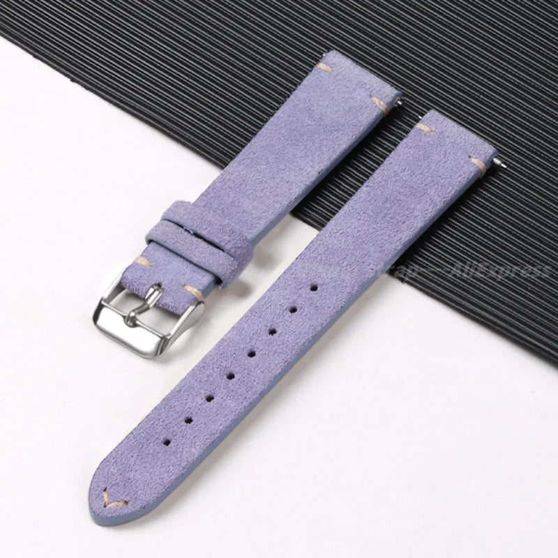 Genuine Leather Suede Watch Band - Sizes S, M & L