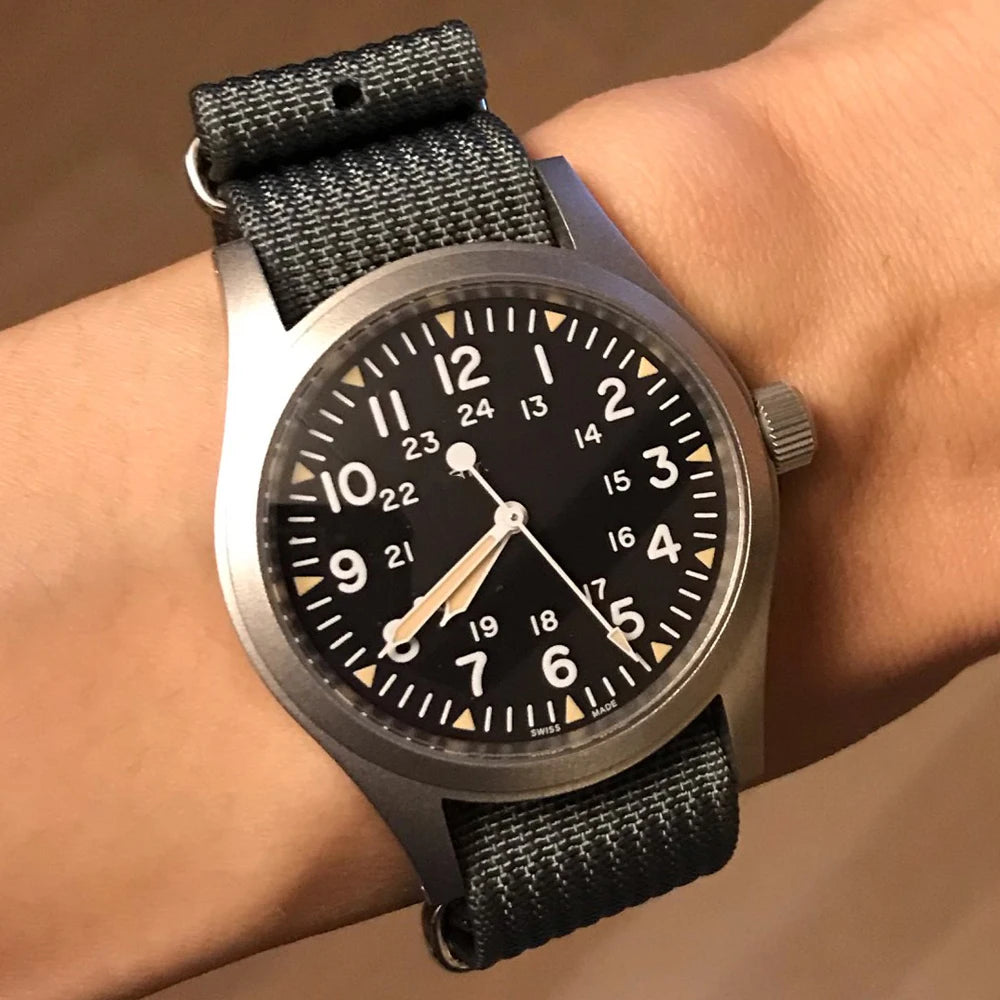 High Quality Ribbed NATO Style Watch Strap with Stainless Steel Hardware - Sizes M & L