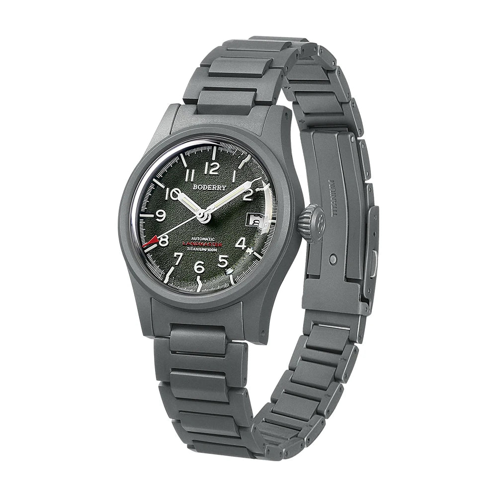 Boderry Landmaster - Titanium Automatic Field Watch with Seiko Movement and 100M Water Resistance