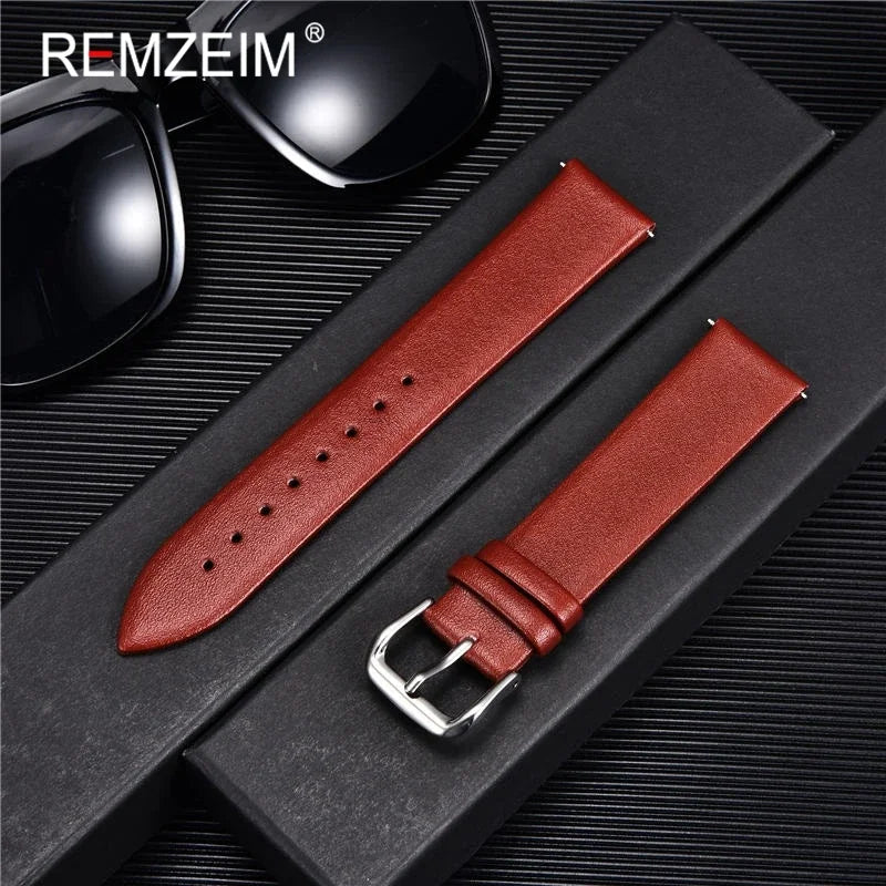 Ultra-thin Genuine Leather Watch Strap in Various Colours - Sizes S, M & L