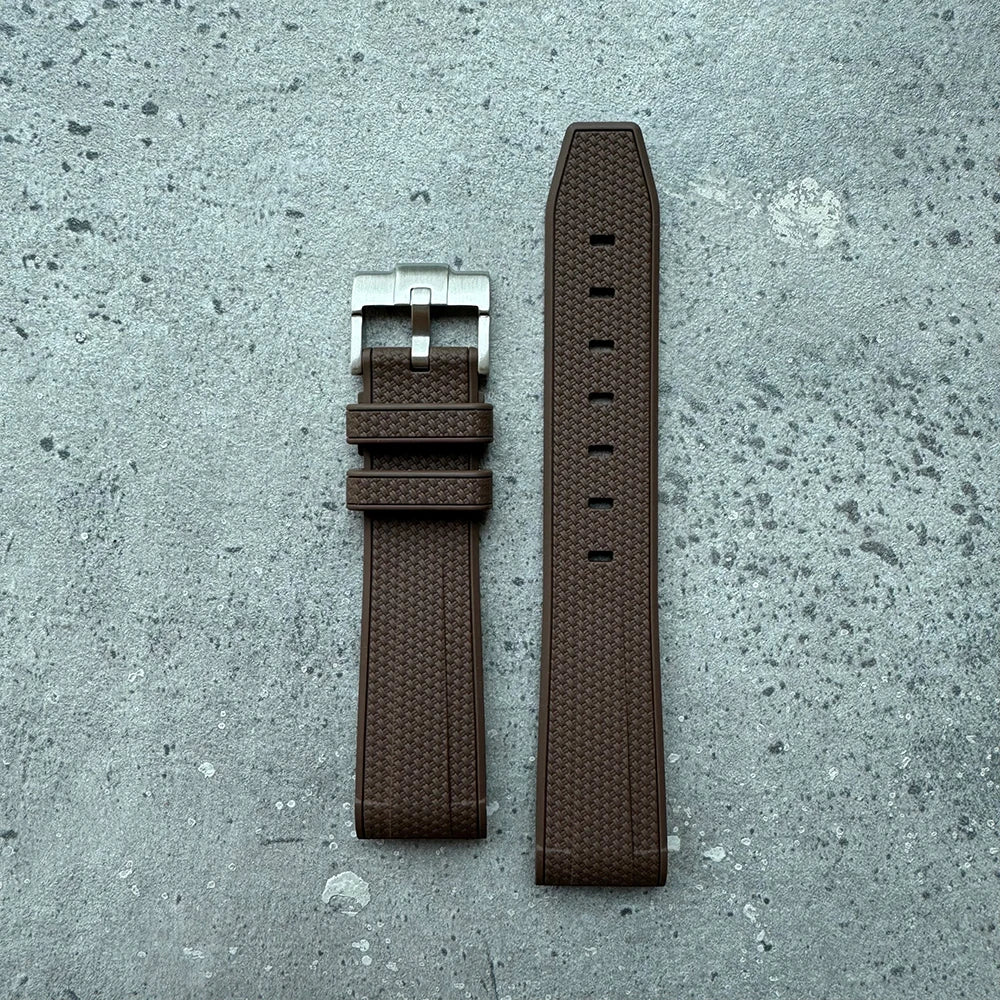 Premium Rubber Watch Strap With Curved Ends & Stainless Steel Buckle  - Size M