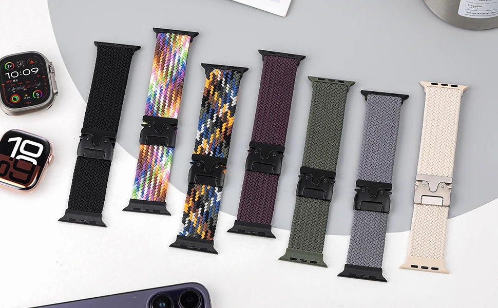 Braided Band For Apple Watch Straps 40 mm 44mm 46mm 42mm 49mm 45mm 41mm 38mm Bracelet IWatch Series 10 SE 9 8 7 6 Ultra 2 bands