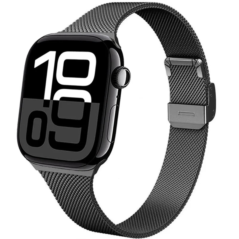 Slim Milanese Strap for Apple Watch 44mm 40mm 45mm 41mm 46mm 42mm 38 49mm Metal Bracelet iWatch Series 10 Ultra 9 8 7 6 5 4 3 SE band