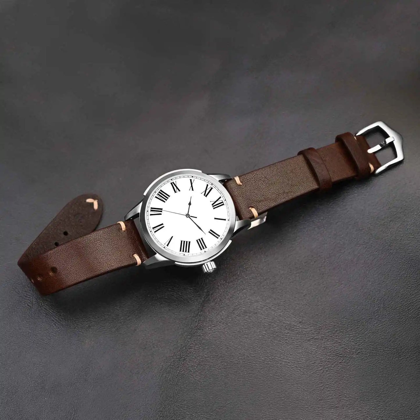 Anbeer Premium Retro Style Leather Watch Strap - Sizes M & L